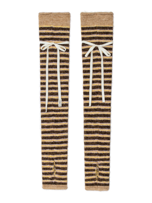 SUNDAE STRIPE KNIT WARMER (BROWN)