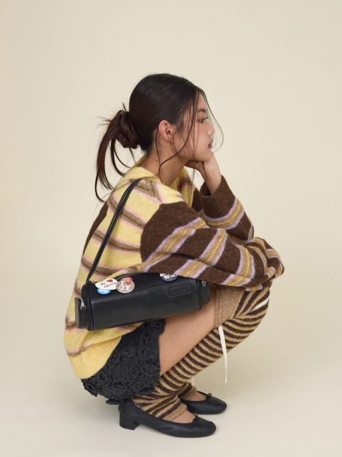 SUNDAE STRIPE KNIT WARMER (BROWN)