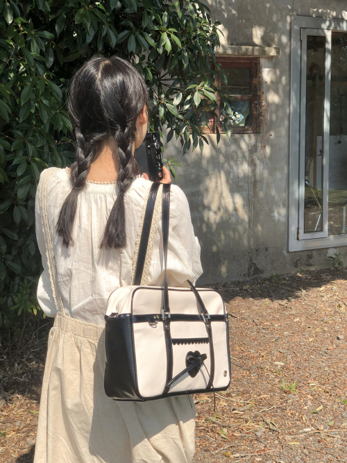 Classic ribbon school bag_canvas black