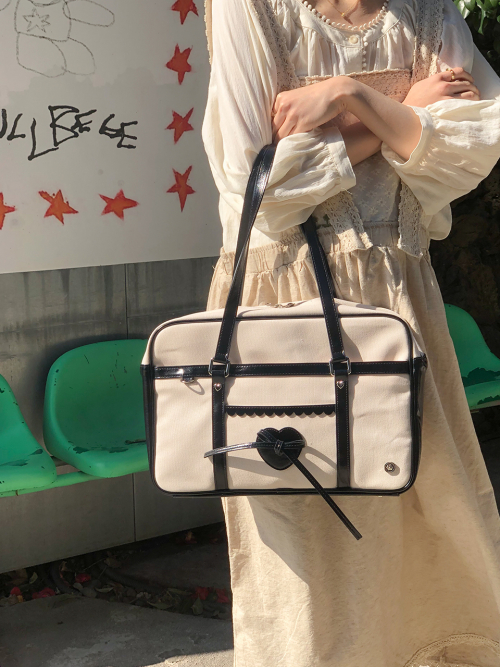 Classic ribbon school bag_canvas black