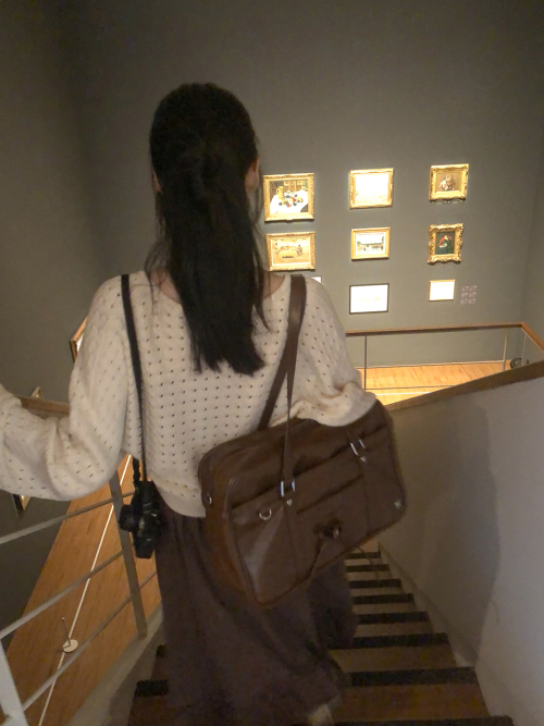 Classic ribbon school bag_vintage brown