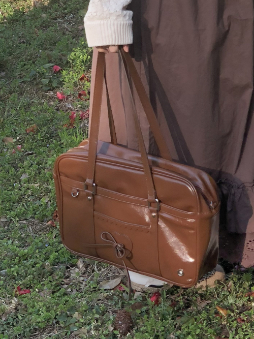 Classic ribbon school bag_vintage brown