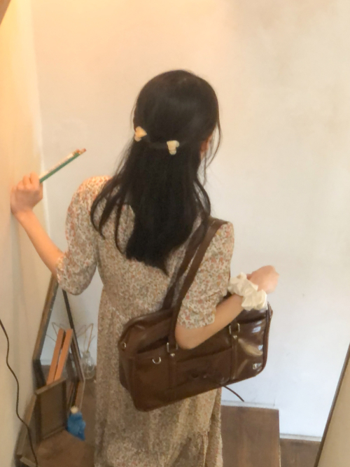 Classic ribbon school bag_vintage brown