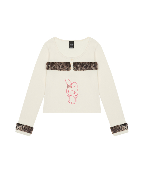 [MY MELODY] FUR BUTTON SLEEVE TEE(WHITE)