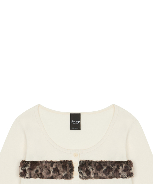 [MY MELODY] FUR BUTTON SLEEVE TEE(WHITE)