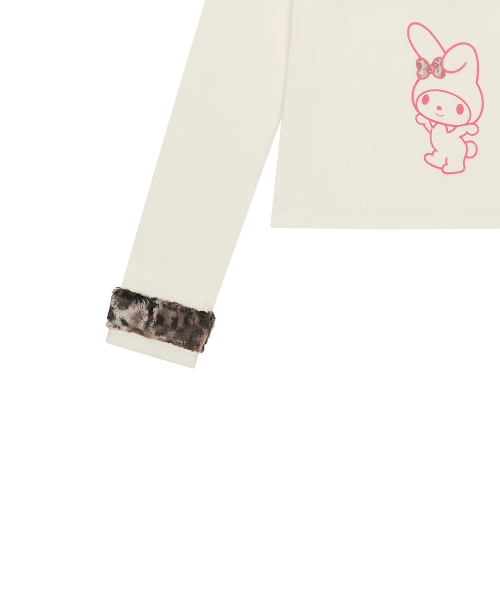 [MY MELODY] FUR BUTTON SLEEVE TEE(WHITE)