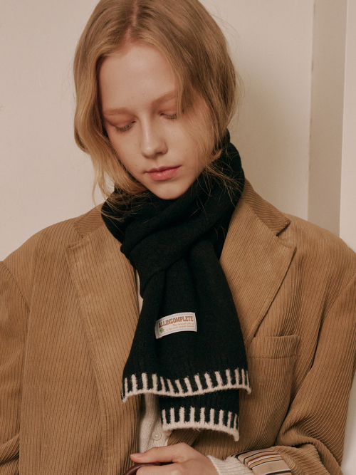 Piano Knit Muffler (Black)
