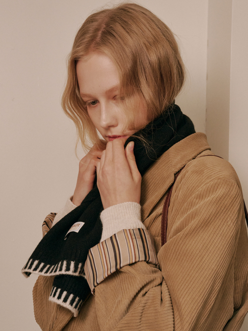 Piano Knit Muffler (Black)
