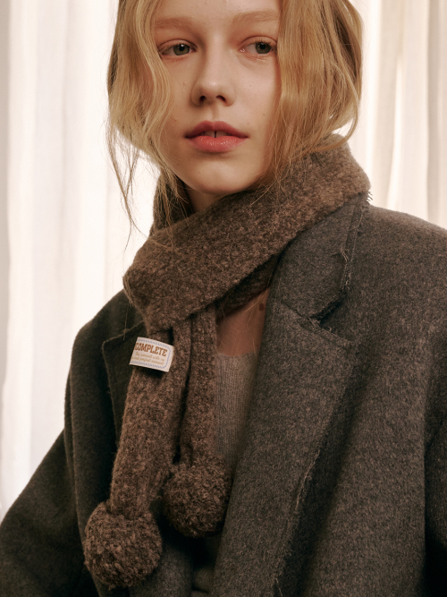 Marble Knit Mini Muffler (Brown)