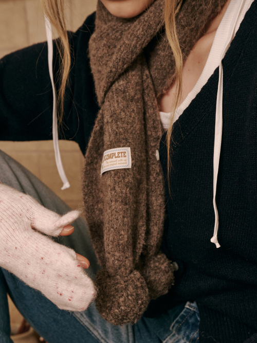 Marble Knit Mini Muffler (Brown)
