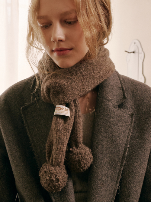 Marble Knit Mini Muffler (Brown)