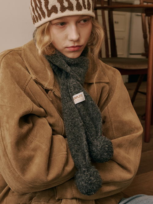 Marble Knit Mini Muffler (Charcoal)