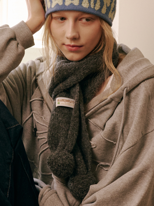 Marble Knit Mini Muffler (Charcoal)