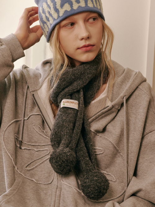 Marble Knit Mini Muffler (Charcoal)
