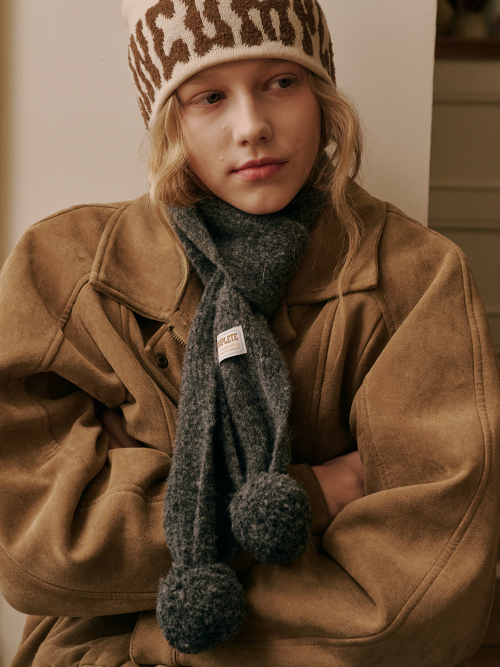Marble Knit Mini Muffler (Charcoal)