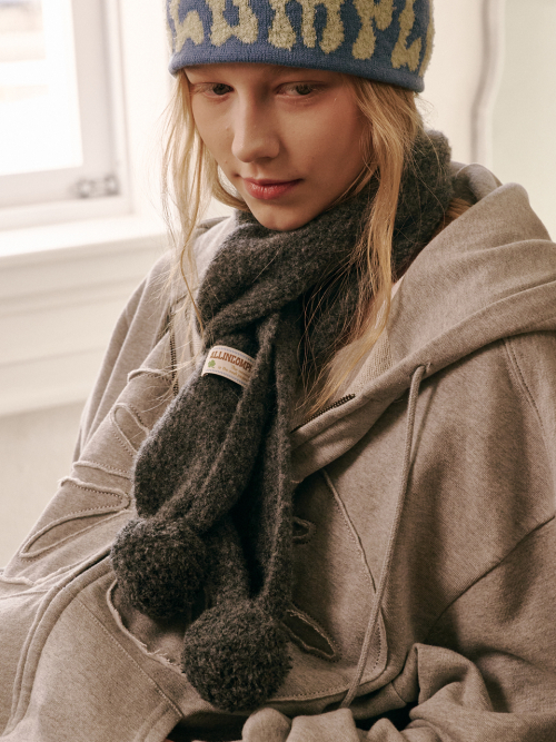 Marble Knit Mini Muffler (Charcoal)