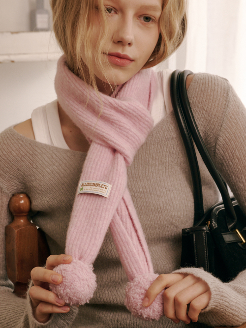 Marble Knit Mini Muffler (Pink)