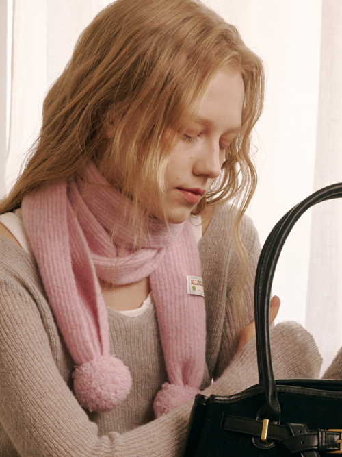 Marble Knit Mini Muffler (Pink)