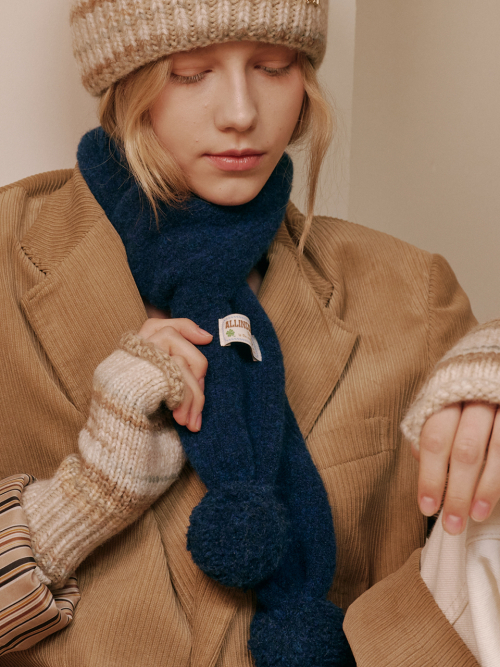 Marble Knit Mini Muffler (Blue)