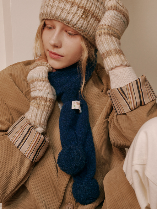Marble Knit Mini Muffler (Blue)