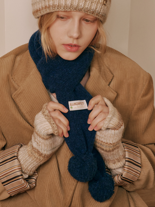 Marble Knit Mini Muffler (Blue)