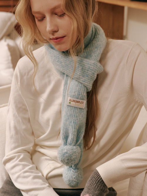 Marble Knit Mini Muffler (Sky Blue)