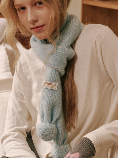 Marble Knit Mini Muffler (Sky Blue)