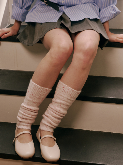 Dot Knit Leg Warmer (White)