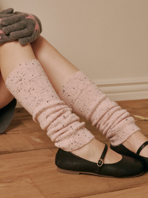 Dot Knit Leg Warmer (Dusty Pink)