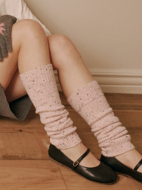 Dot Knit Leg Warmer (Dusty Pink)