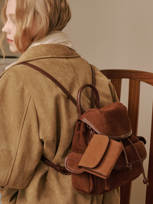Nube Suede Mini Backpack (Brown)