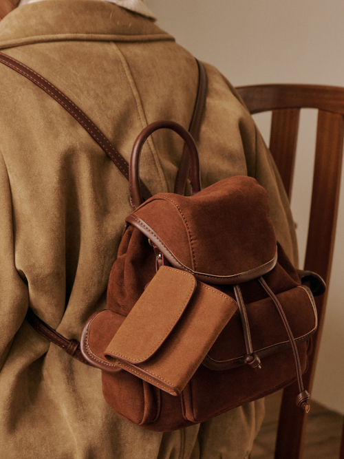 Nube Suede Mini Backpack (Brown)