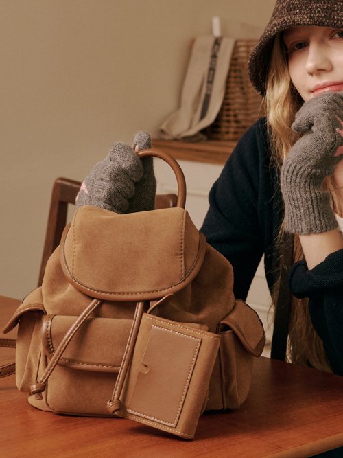 Nube Suede Mini Backpack (Camel)