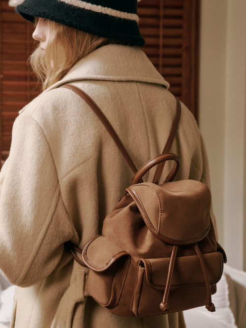 Nube Suede Mini Backpack (Camel)