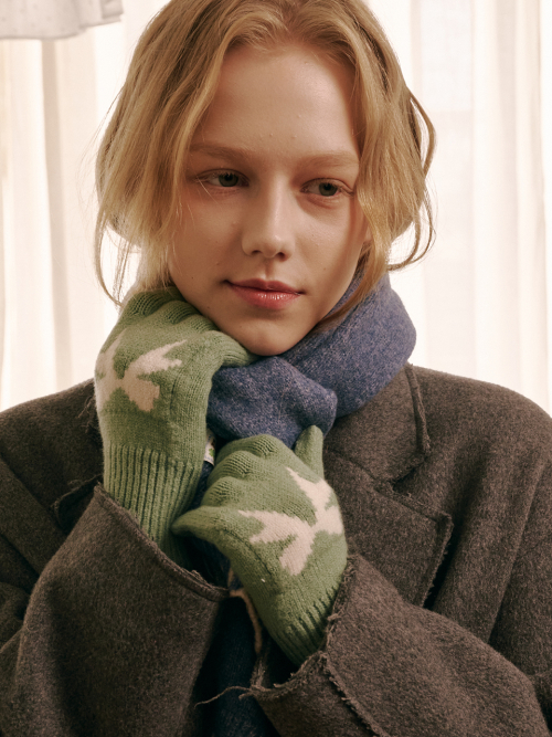 Ribbon Wool Gloves (Mint)