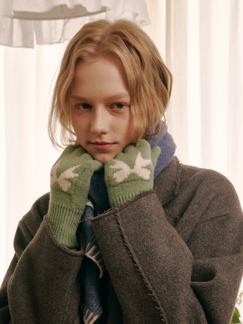 Ribbon Wool Gloves (Mint)