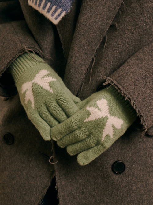 Ribbon Wool Gloves (Mint)