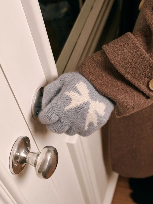 Ribbon Wool Gloves (Sky Blue)