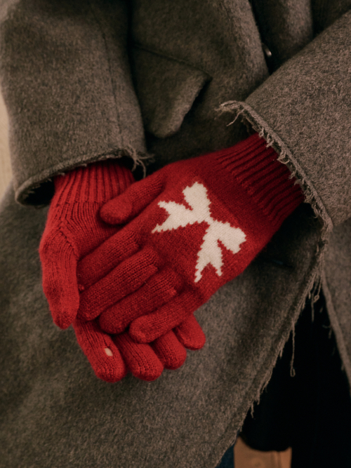 Ribbon Wool Gloves (Red)