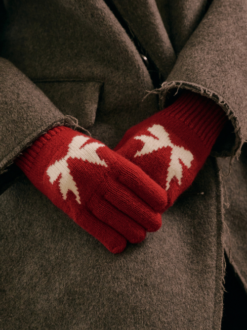 Ribbon Wool Gloves (Red)