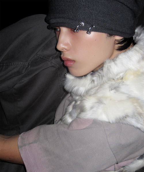 Pierced Slouch Beanie_[Charcoal]