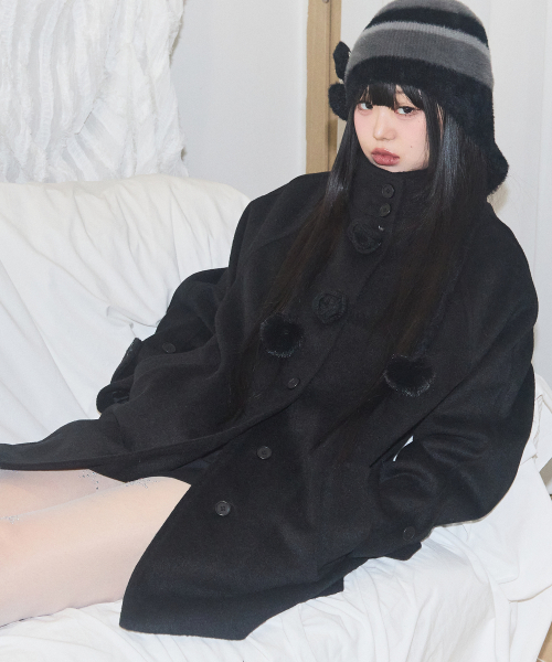 플레르 하프 코트 블랙