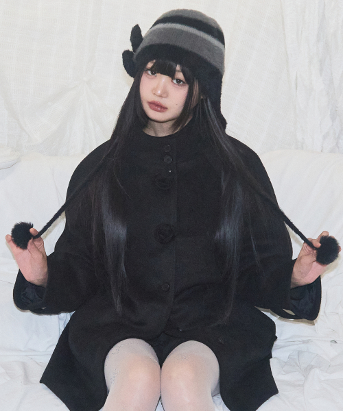 플레르 이어플랩 비니 블랙
