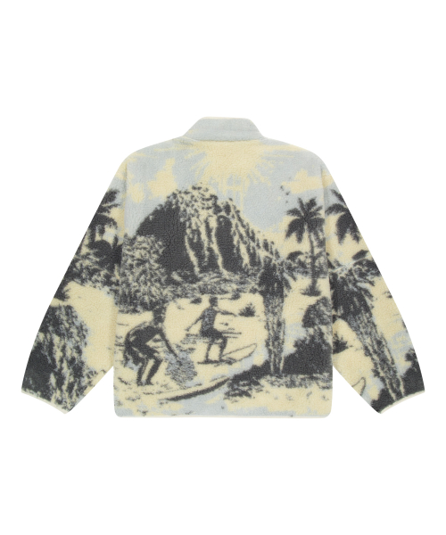 PALM TREE fleece in powder blue/cream