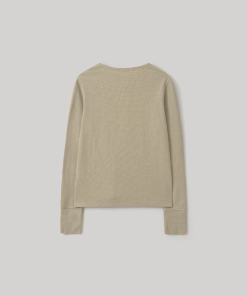 w. Waffle Henley Shirt (Pale khaki)