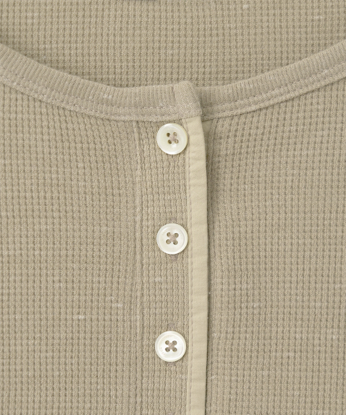 w. Waffle Henley Shirt (Pale khaki)