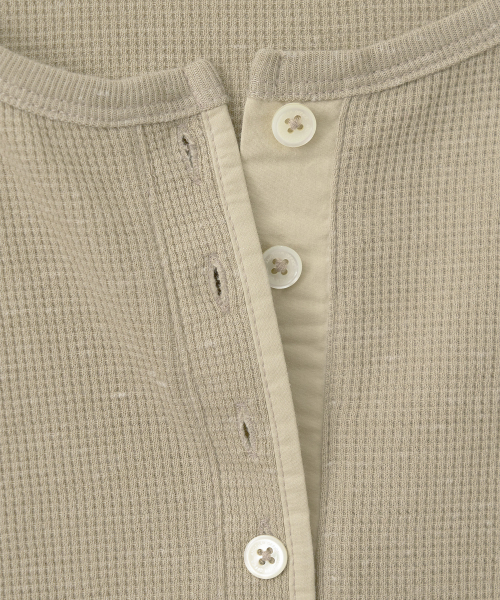 w. Waffle Henley Shirt (Pale khaki)
