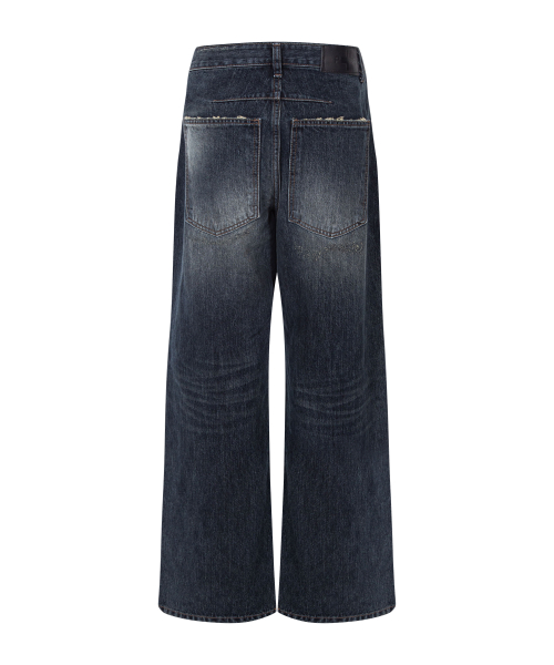 25Damaged Washing Wide Denim (Washed Deep Blue)