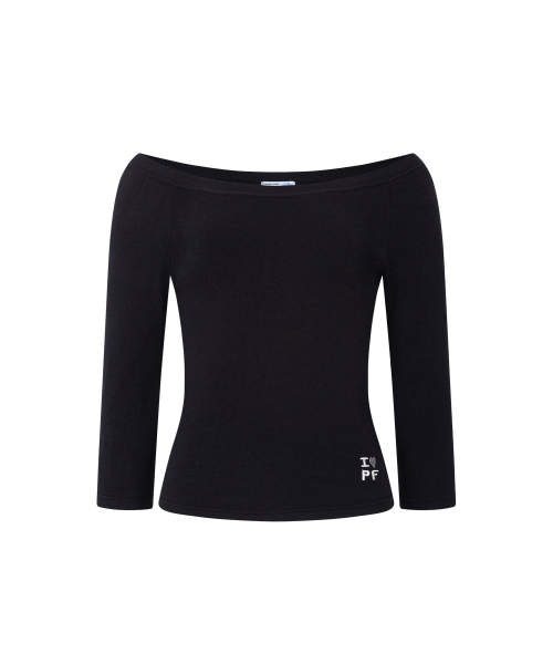 Zed Off-Shoulder Long Sleeve Top (Black)