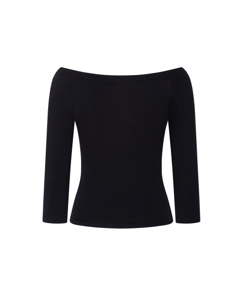 Zed Off-Shoulder Long Sleeve Top (Black)